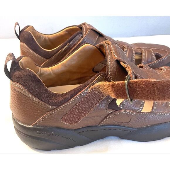 Dr. Comfort Fisherman Sandals Brown Padded Collar Hook Loop Leather Men’s 12 M main image 9